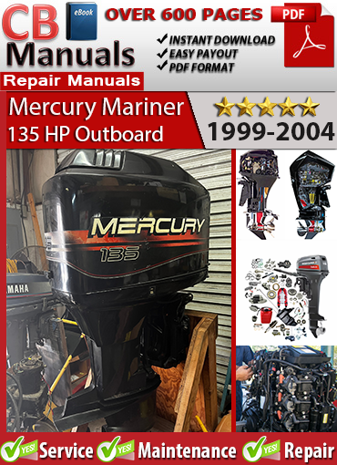 Mercury 135 HP Outboard 1999–2004 repair manual PDF – Includes carburetor adjustment, ignition system diagrams, compression specs, and full maintenance procedures.