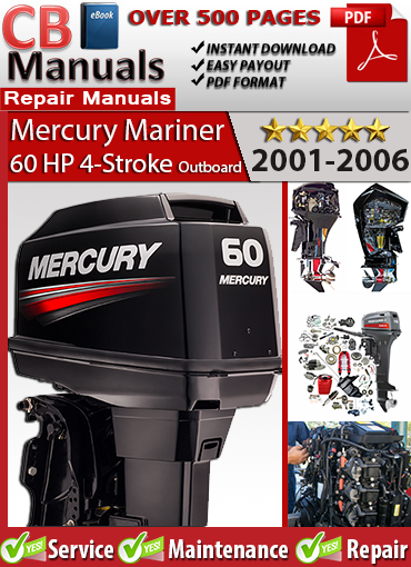 Mercury 60 HP 4-Stroke Outboard 2001–2006 factory repair manual PDF – Includes EFI system diagnostics, maintenance procedures, and complete engine servicing.
