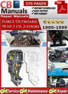 Force Outboard 90 HP 1990–1999 factory repair manual PDF download – Includes wiring diagrams, maintenance procedures, and full repair steps for 3-cylinder 2-stroke engines.